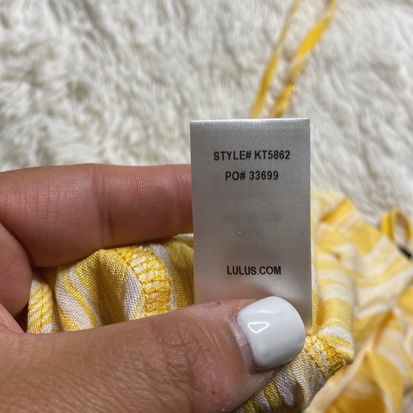 Lulu's Oceanna Yellow Striped Button-Up Tie-Front Tank Top - Picture 9 of 9